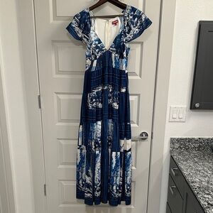 Staud Coraica Print Dress - Elegant Blue and White Maxi Dress